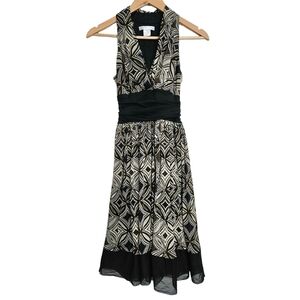 London Times brown flowy printed mesh‎ dress